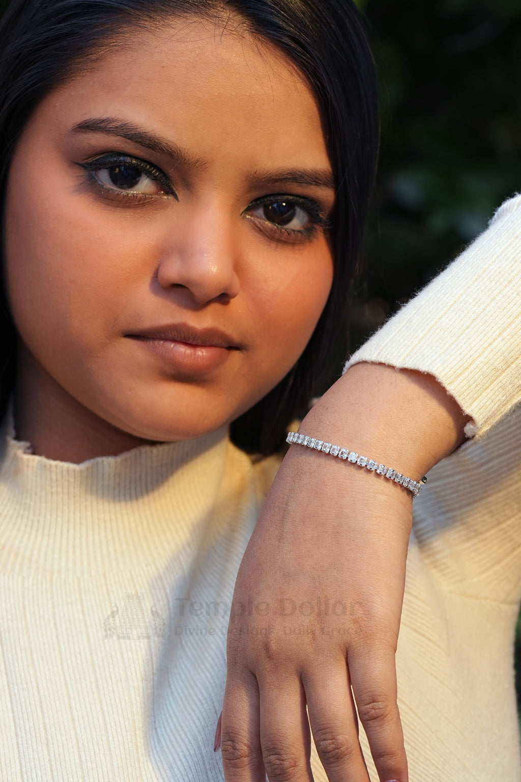 Silver Plated Princess Cut (Kite) Tennis Bracelet