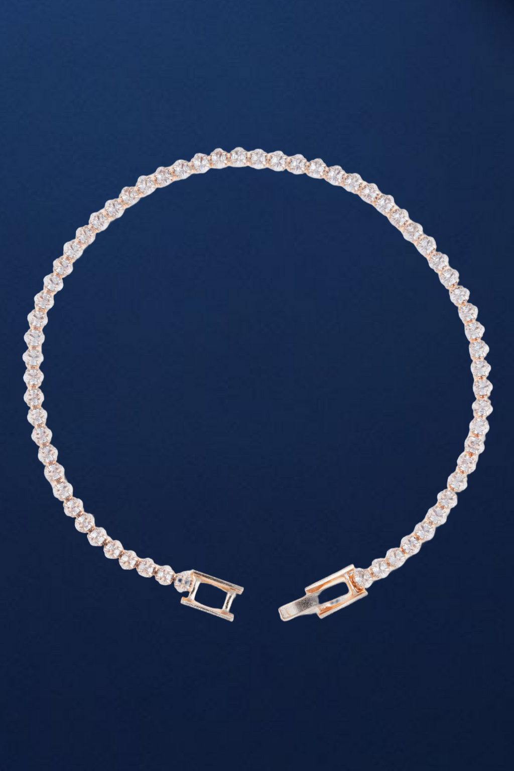 Rose Gold Plated Oval Cut American Diamond Tennis Bracelet