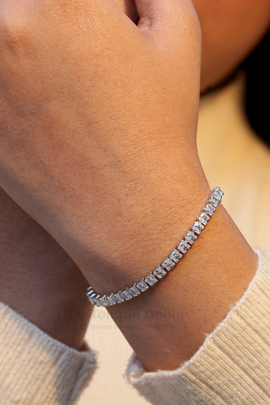 Silver Plated Princess Cut (Kite) Tennis Bracelet