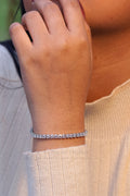 Silver Plated Princess Cut American Diamond Tennis Bracelet