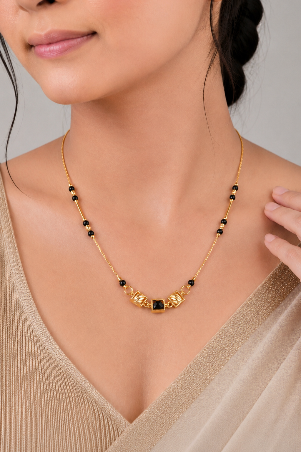 Modern Geometric Gold AD Mangalsutra