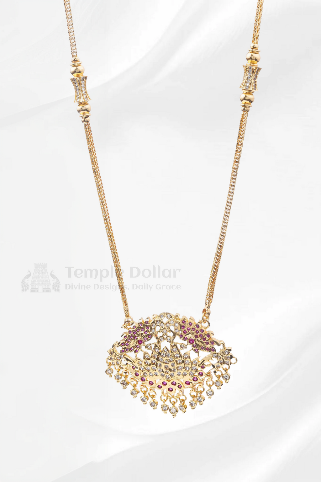 Lotus Flower Pendant with Mugappu Chain