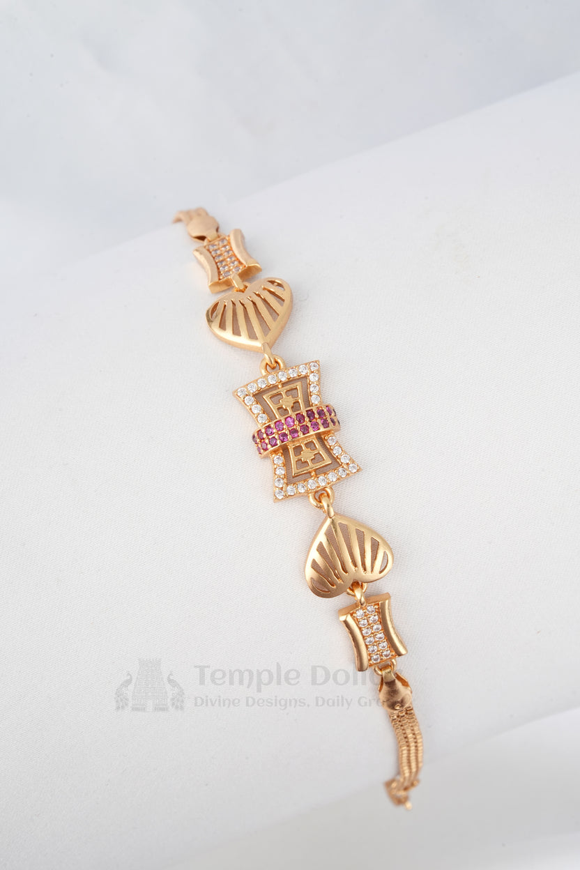 Rose Gold Geometric Heart & Buckle Bracelet