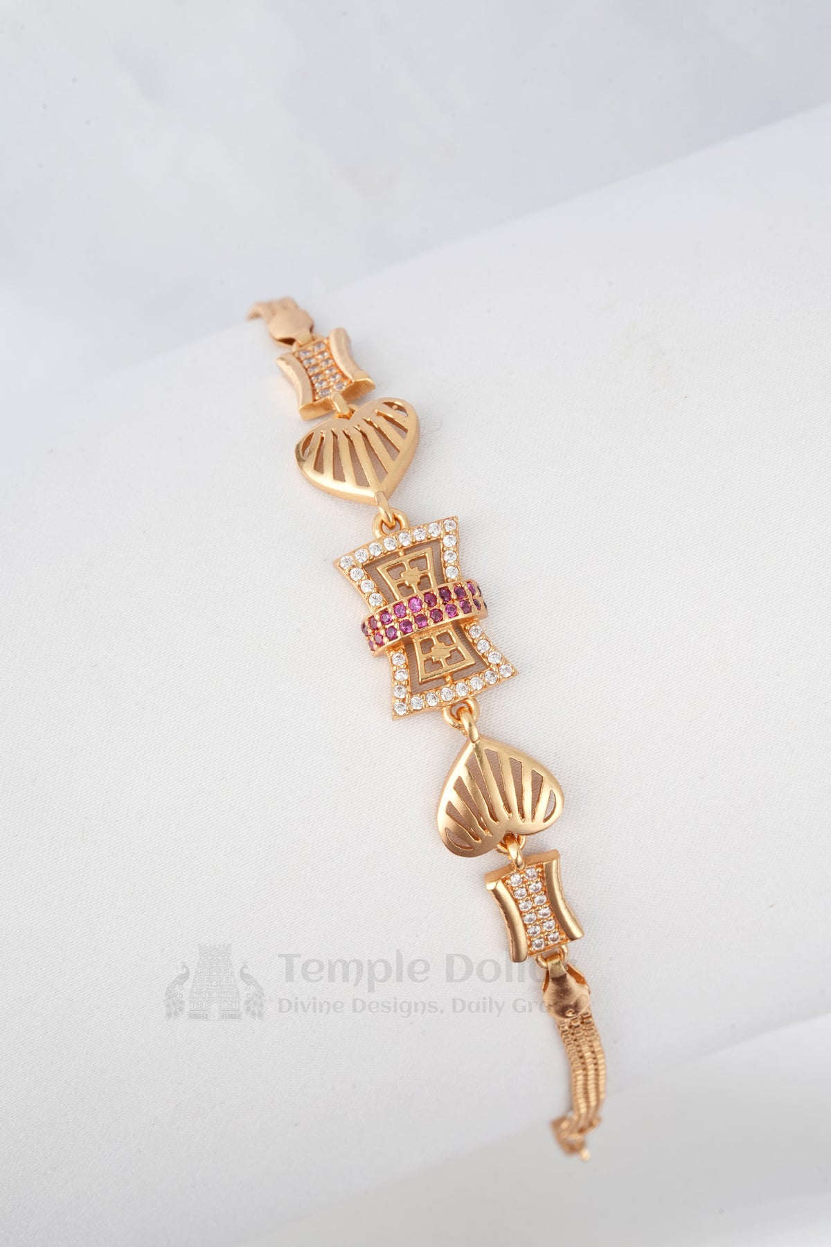 Rose Gold Geometric Heart & Buckle Bracelet
