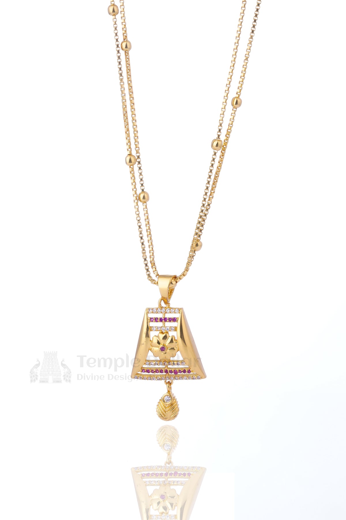 Pendant Chain for Women | Temple AD Diamond Daily Wear Necklace