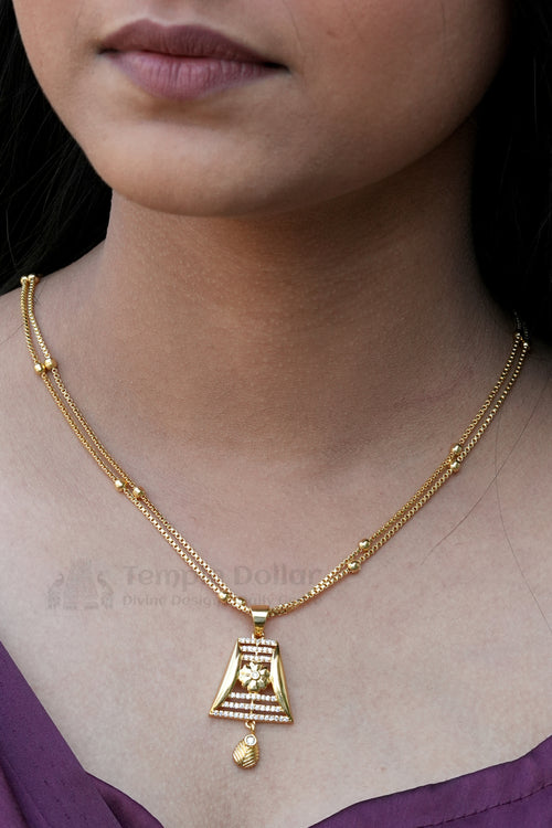 Designer Imitation Jewelry Pendant Chain – Temple Zircon Golden Necklace