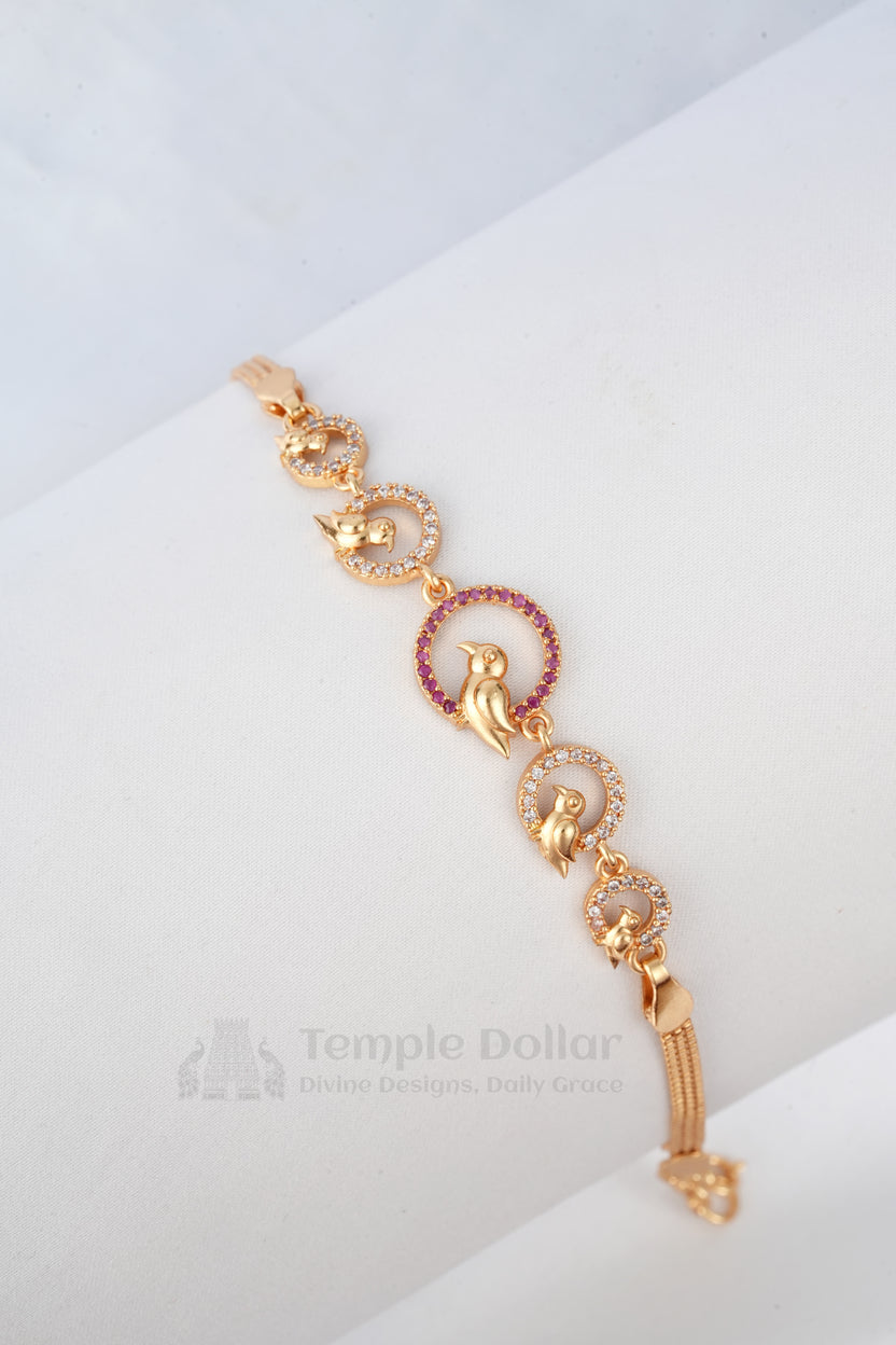 Rose Gold Parrot / Bird Motif Circle Bracelet