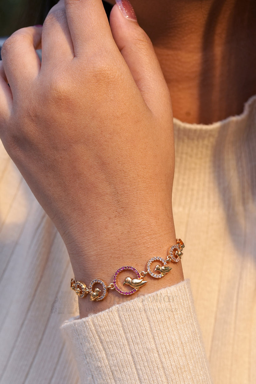 Rose Gold Parrot / Bird Motif Circle Bracelet
