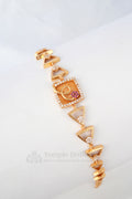 Rose Gold Square Textured Bracelet with Ruby Swirl