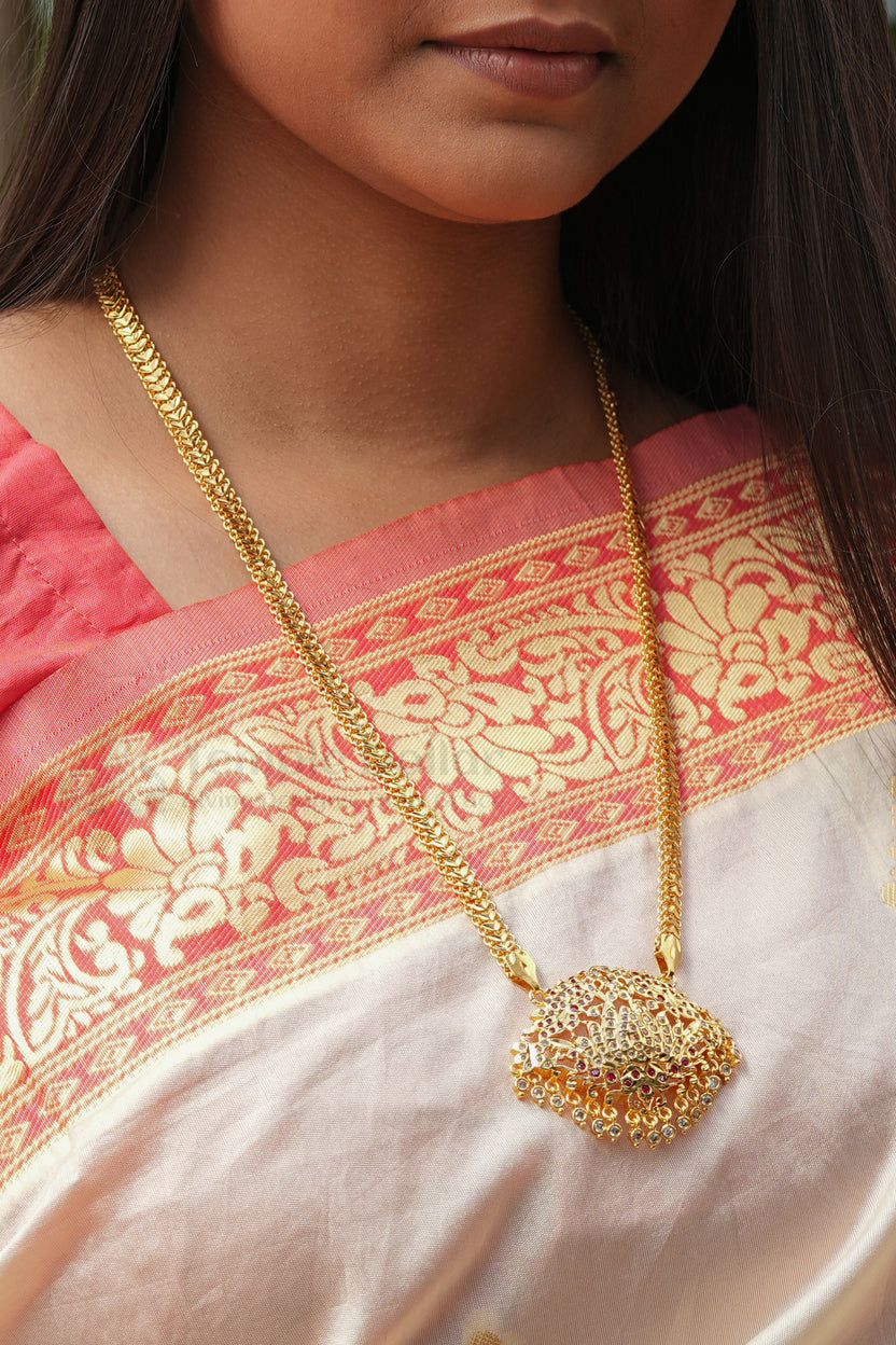 Lotus Flower Pendant with Twisted Rope Chain