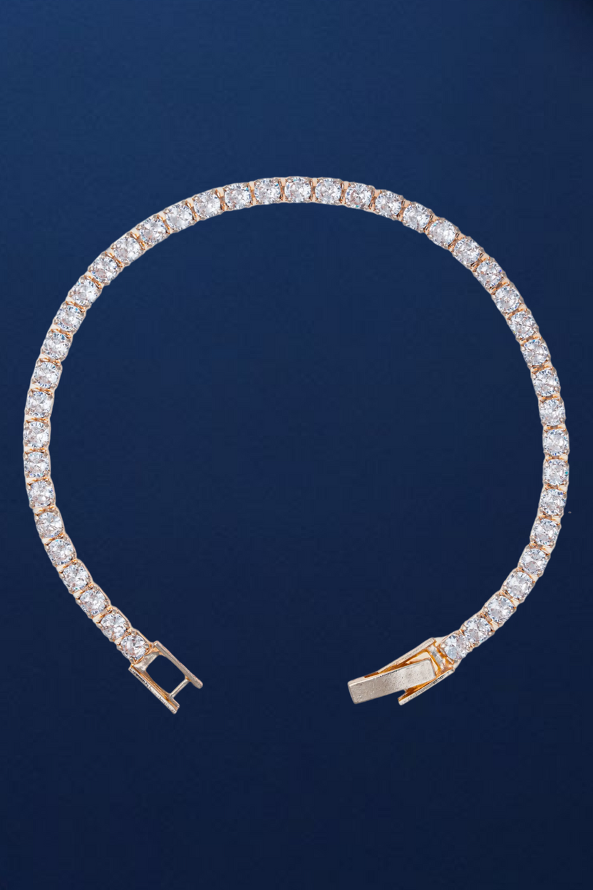 Rose Gold Plated Round Cut American Diamond Tennis Bracelet