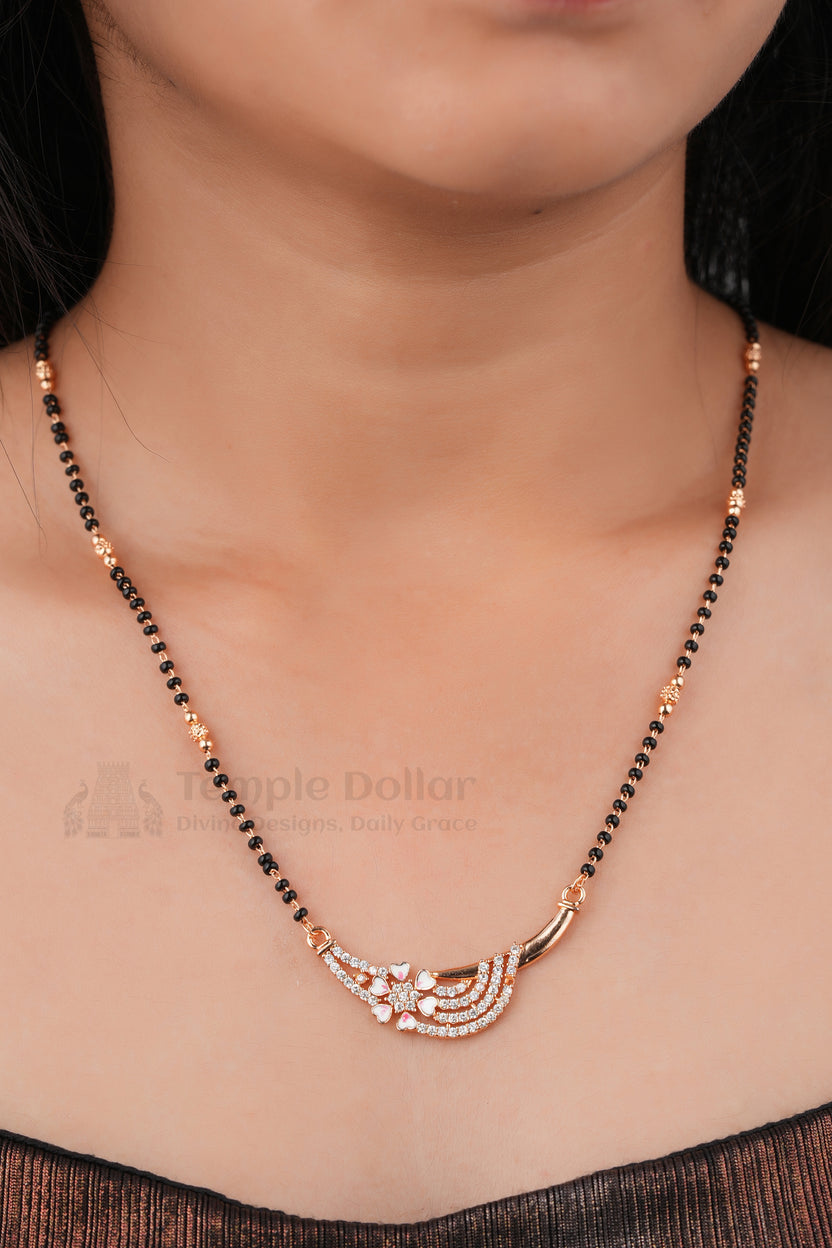 Floral Curve Diamond Mangalsutra