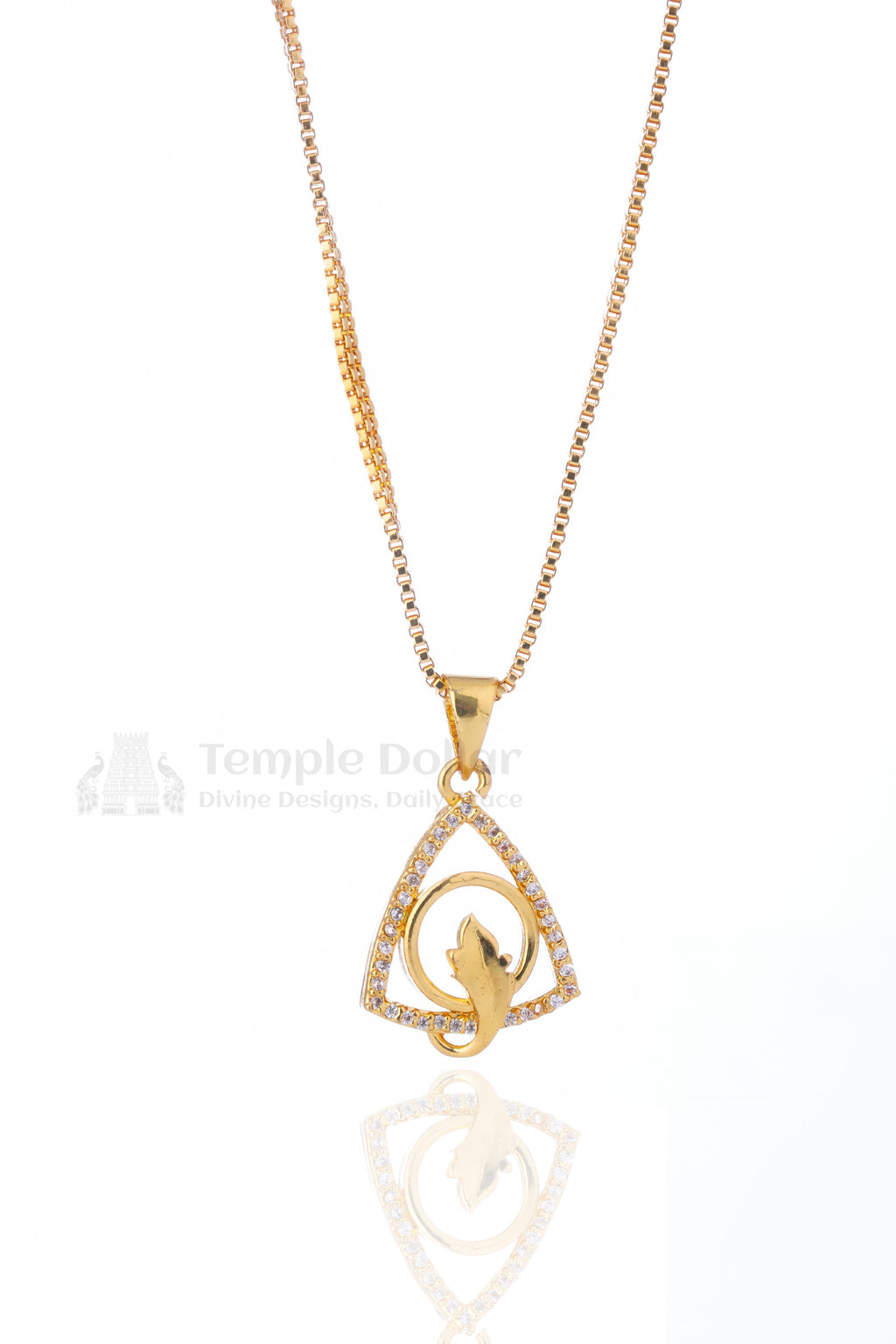 Triangle Crystal Gold Pendant