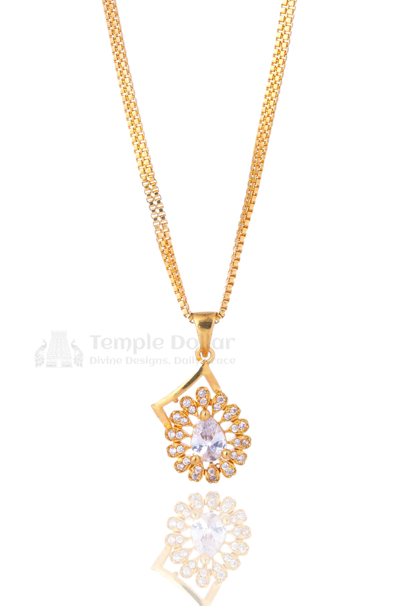 Teardrop Crystal Floral Pendant