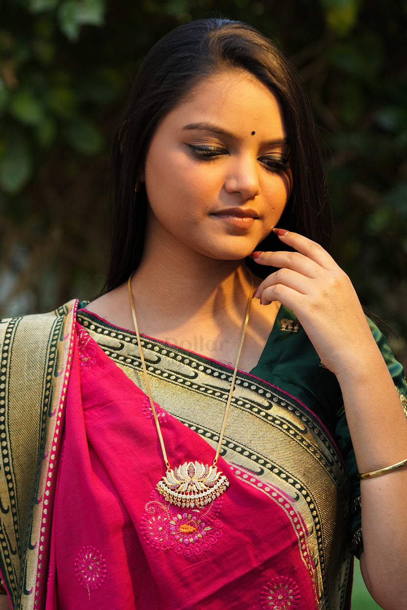 Blooming Lotus Pendant with Square Mesh Box Chain