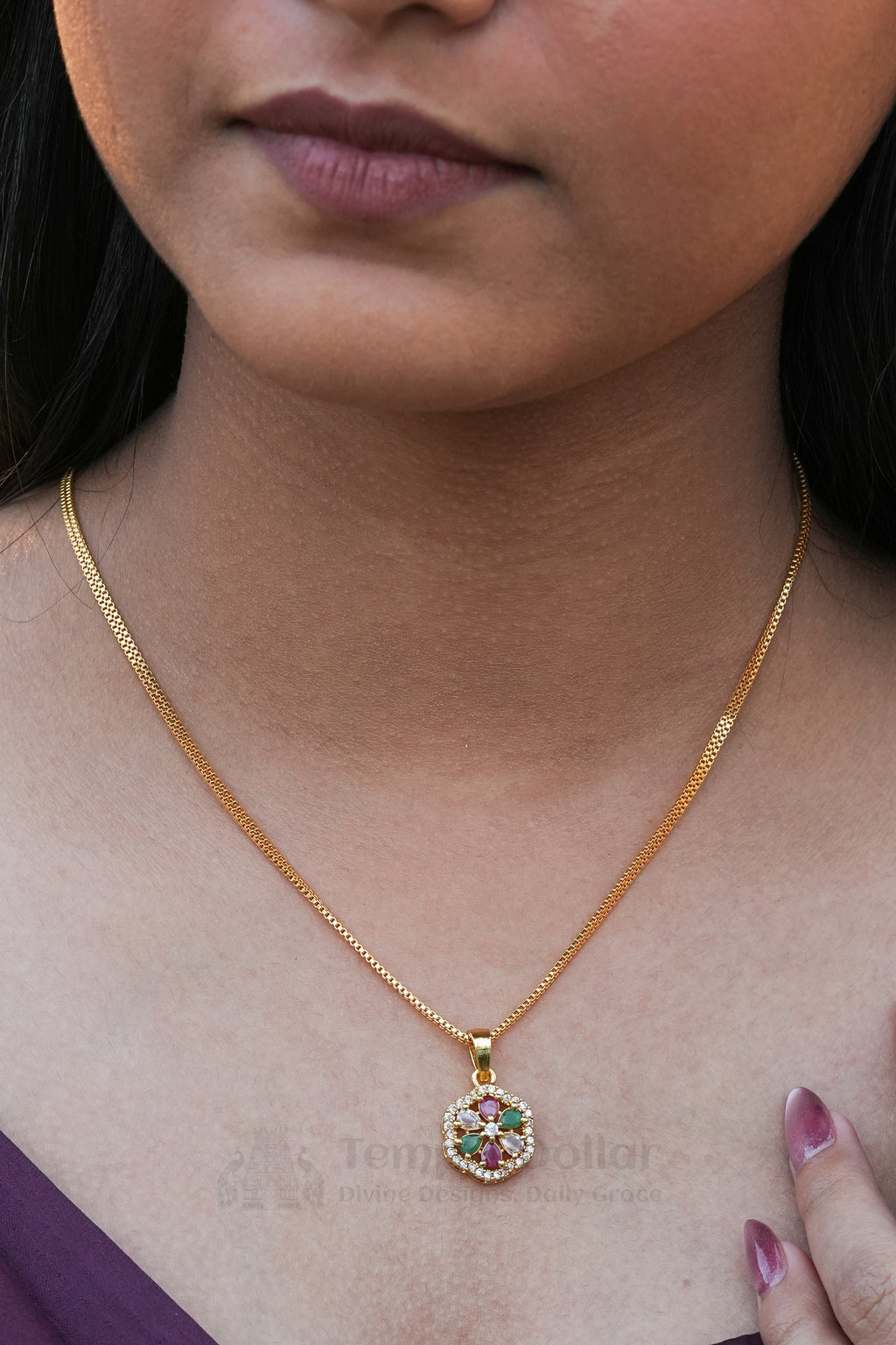 Multicolor Floral Stone Pendant