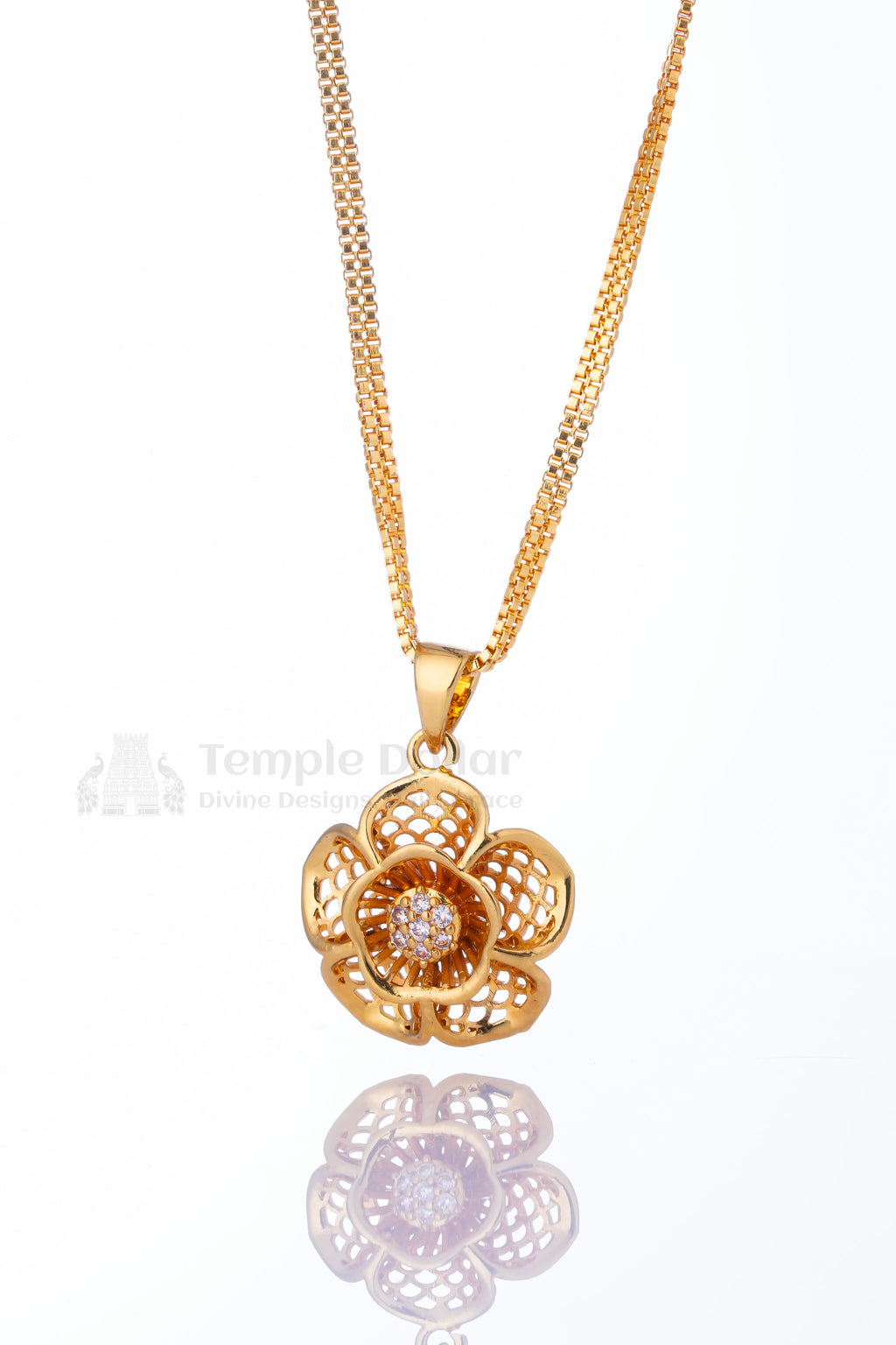 Floral Bloom Gold Plated Pendant Chain