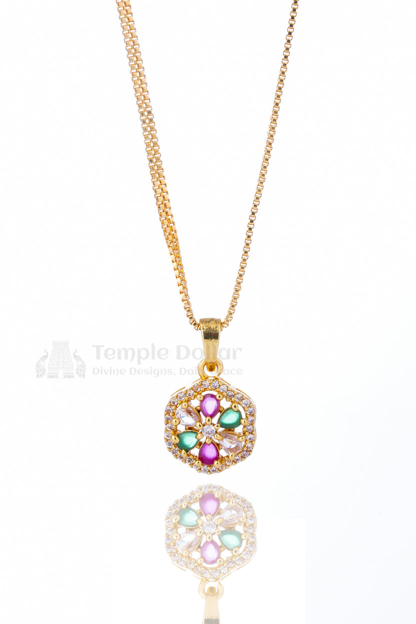 Multicolor Floral Stone Pendant