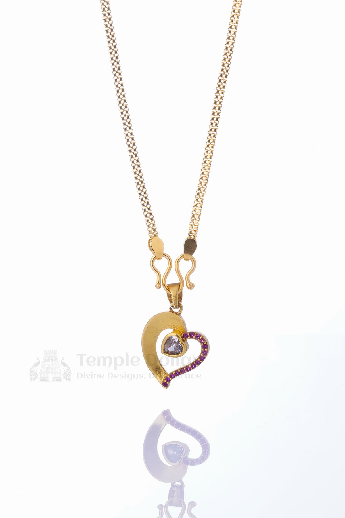 Pendant chain for women - delicate AD stone daily wear gold necklace 