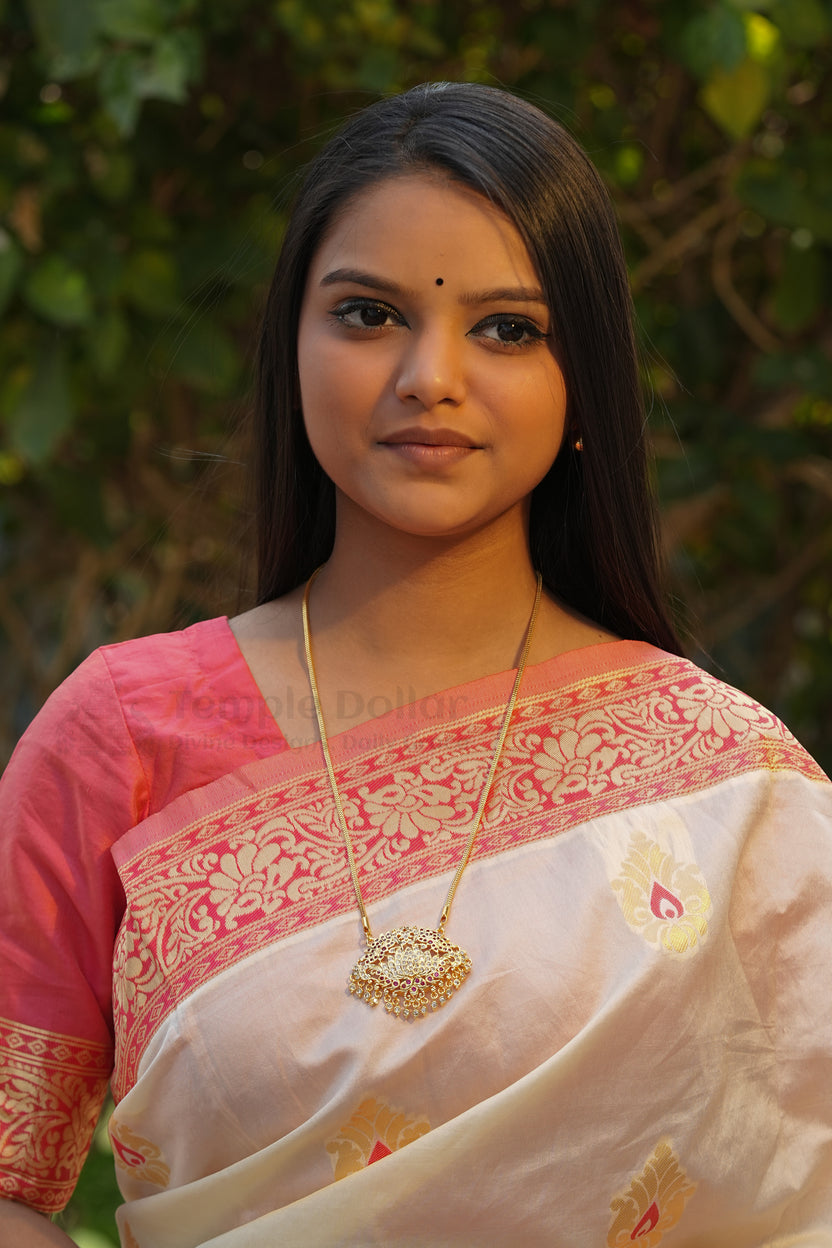 Lotus Flower Pendant with Square Mesh Chain