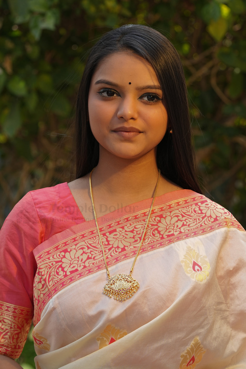 Lotus Flower Pendant with Square Mesh Chain
