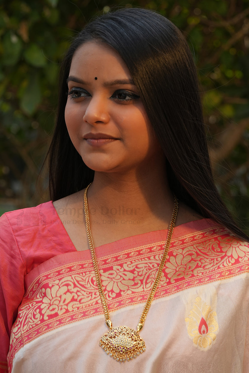 Lotus Flower Pendant with Fancy Box Chain