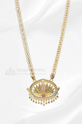 Oval Lotus Pendant with Mugappu Chain