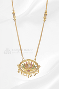 Oval Lotus Pendant with Designer V-Link Chain