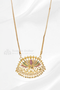 Lotus Paisley Textured Pendant with Mugappu Chain