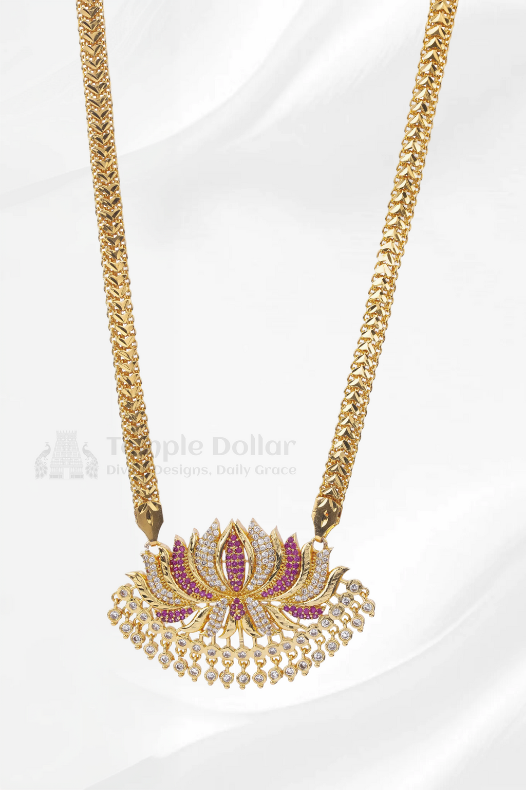 Blooming Lotus Pendant with Designer V-Link Chain
