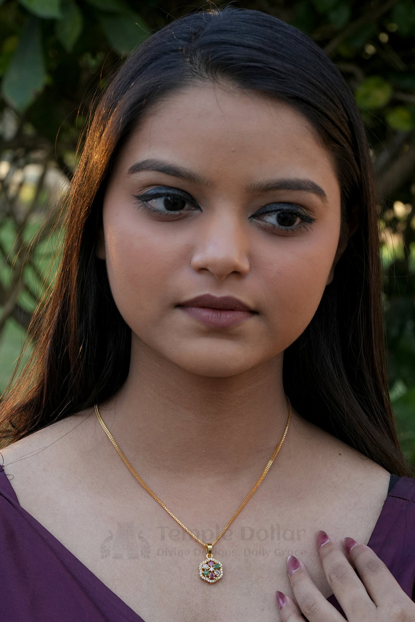 Multicolor Floral Stone Pendant