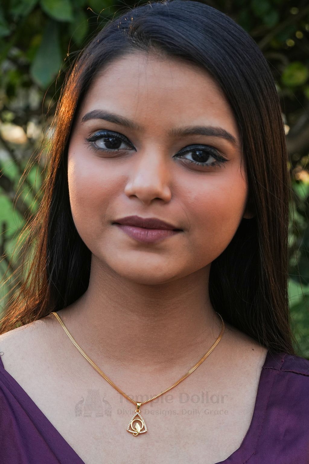 Triangle Crystal Gold Pendant