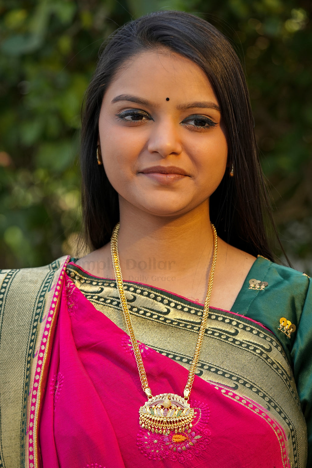 Peacock on Lotus Textured Pendant with Fancy Box Chain