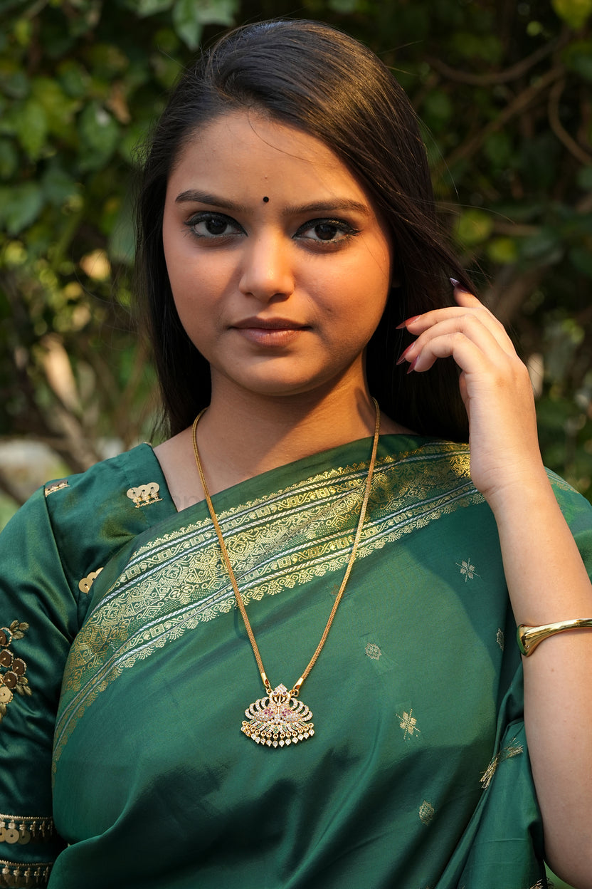 Twin Peacock Pendant with Square Mesh Chain