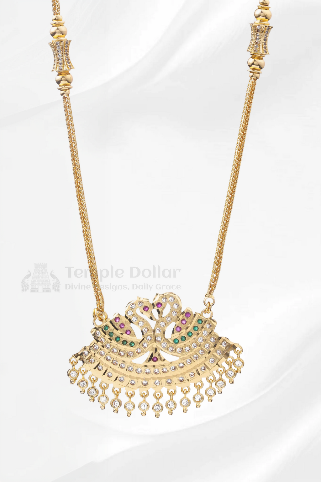 Twin Swan Annapakshi Pendant with Designer V-Link Chain