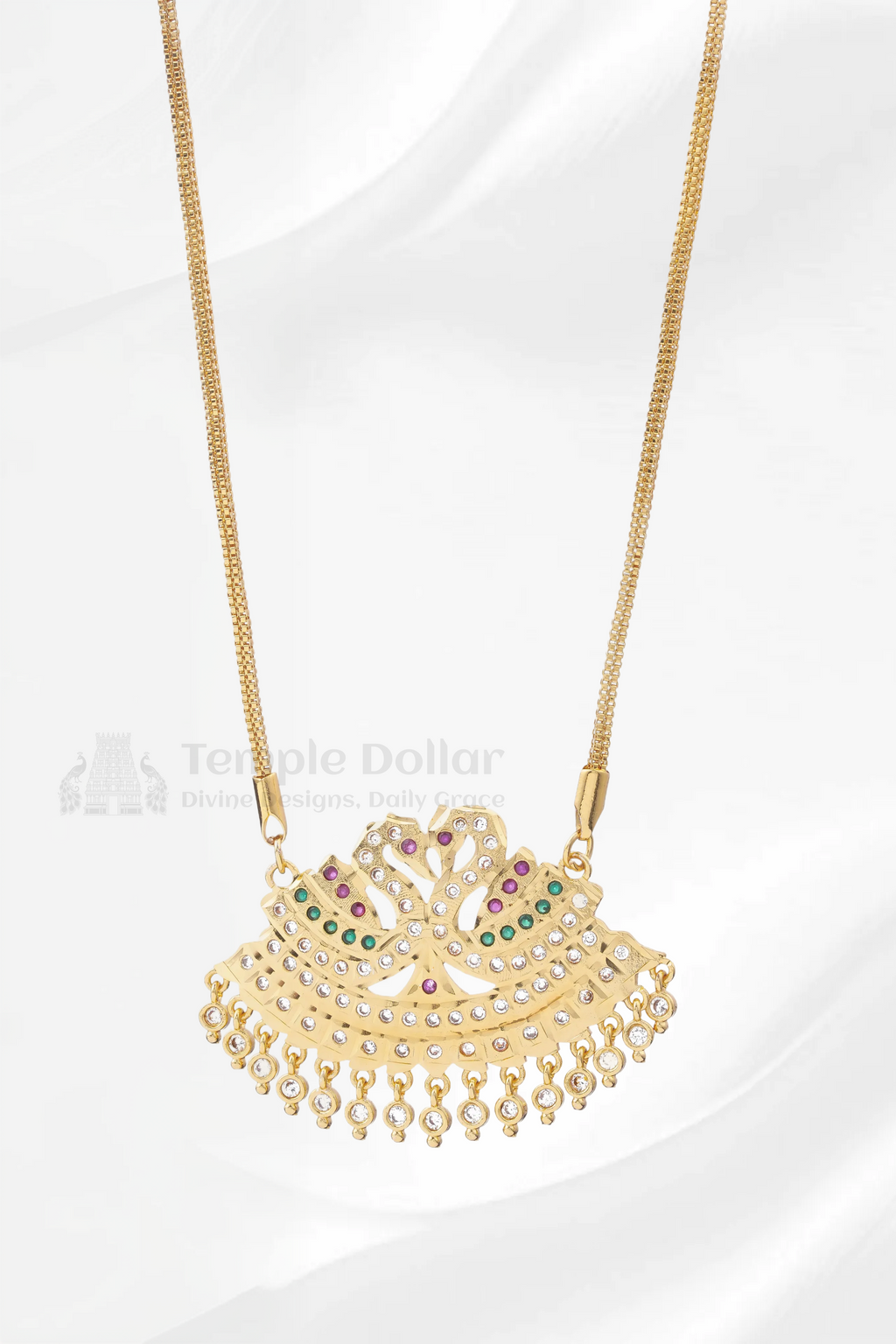Twin Swan Annapakshi Pendant with Twisted Rope Chain