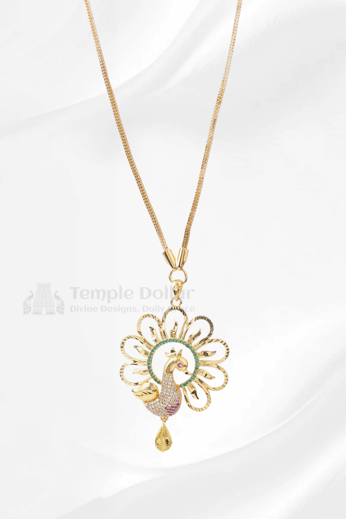Peacock Motif Pendant with Square Mesh Chain