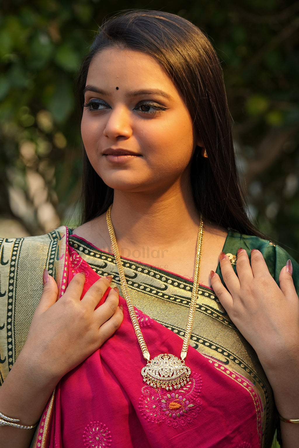 Twin Peacock Crescent Pendant with Twisted Rope Chain