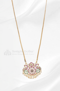 Multi-Color Floral Mandala Pendant with Square Mesh Chain