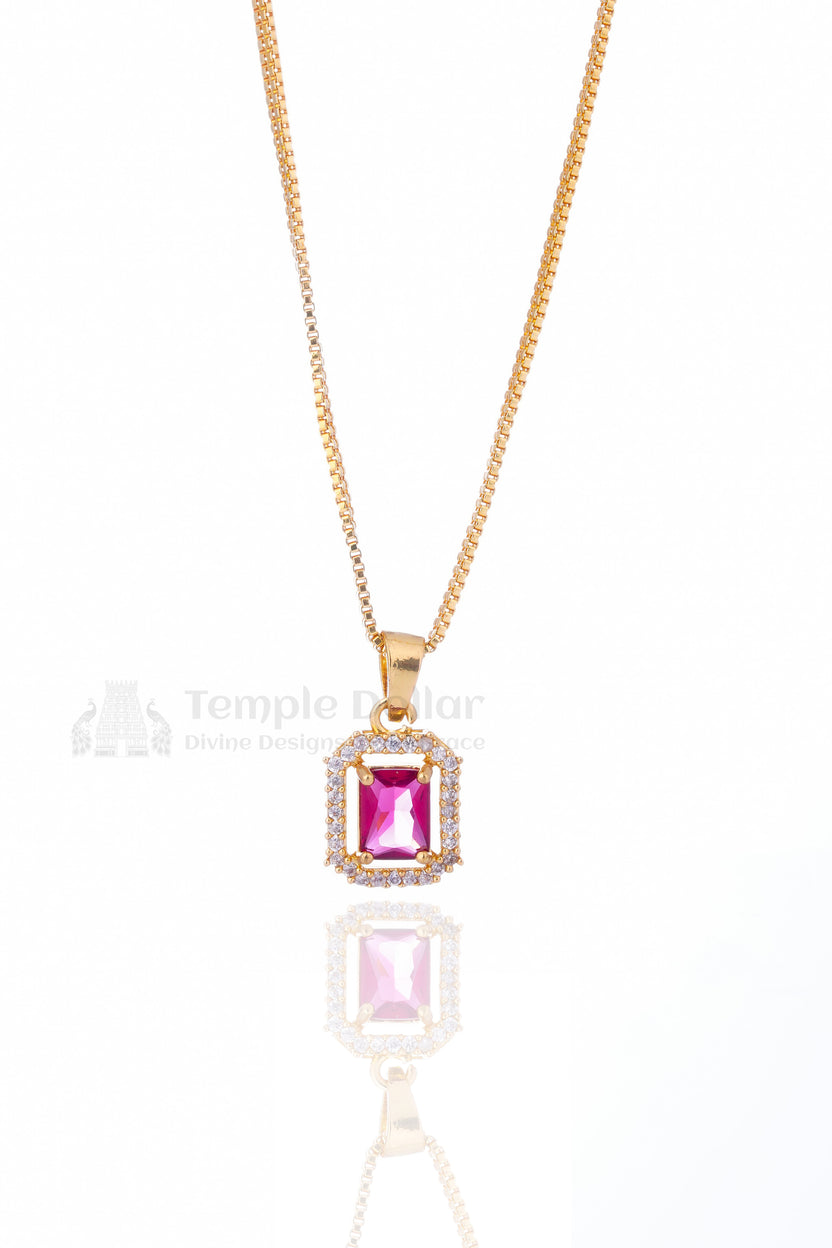 Ruby Square Halo Pendant