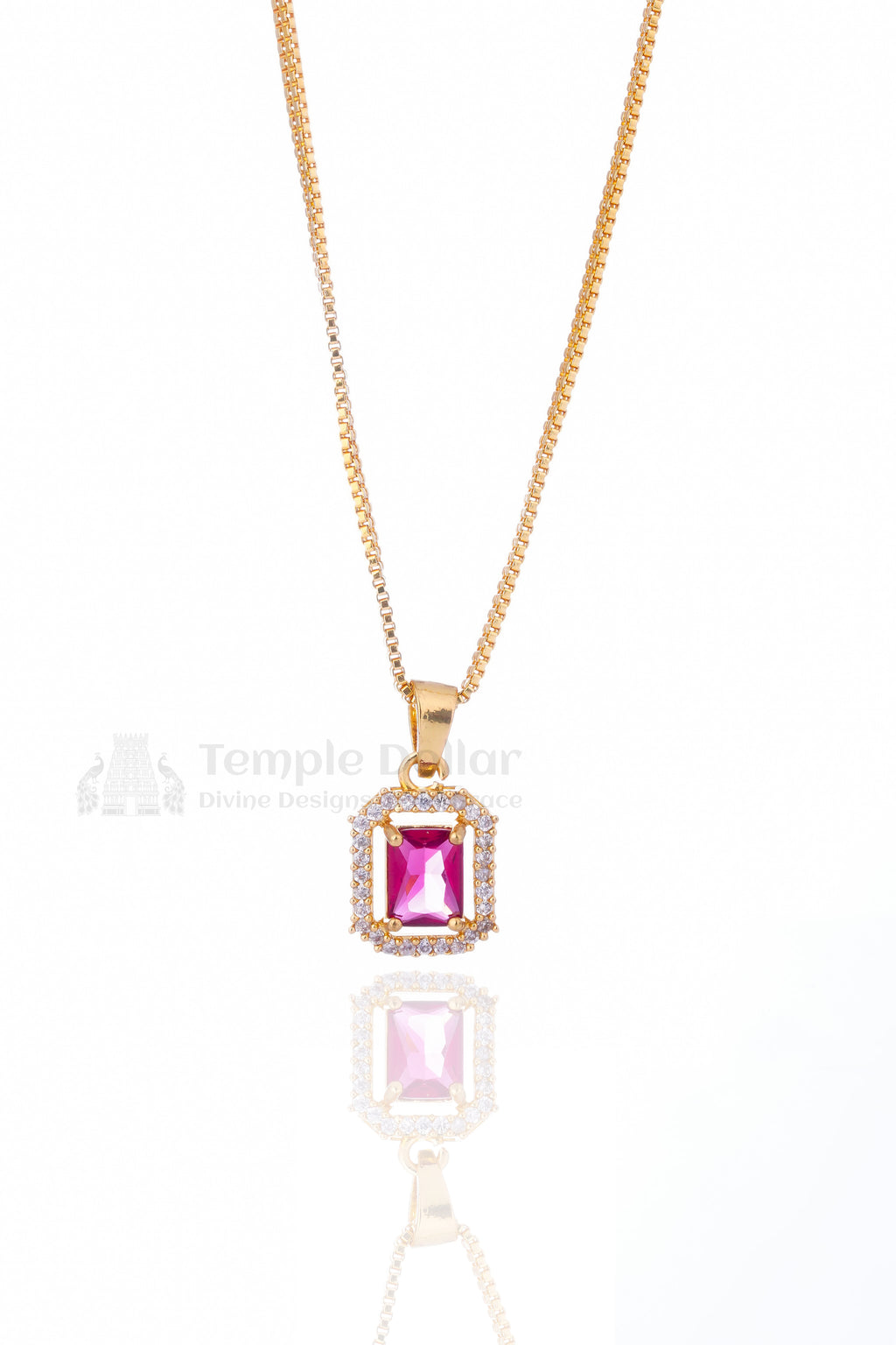 Ruby Square Halo Pendant