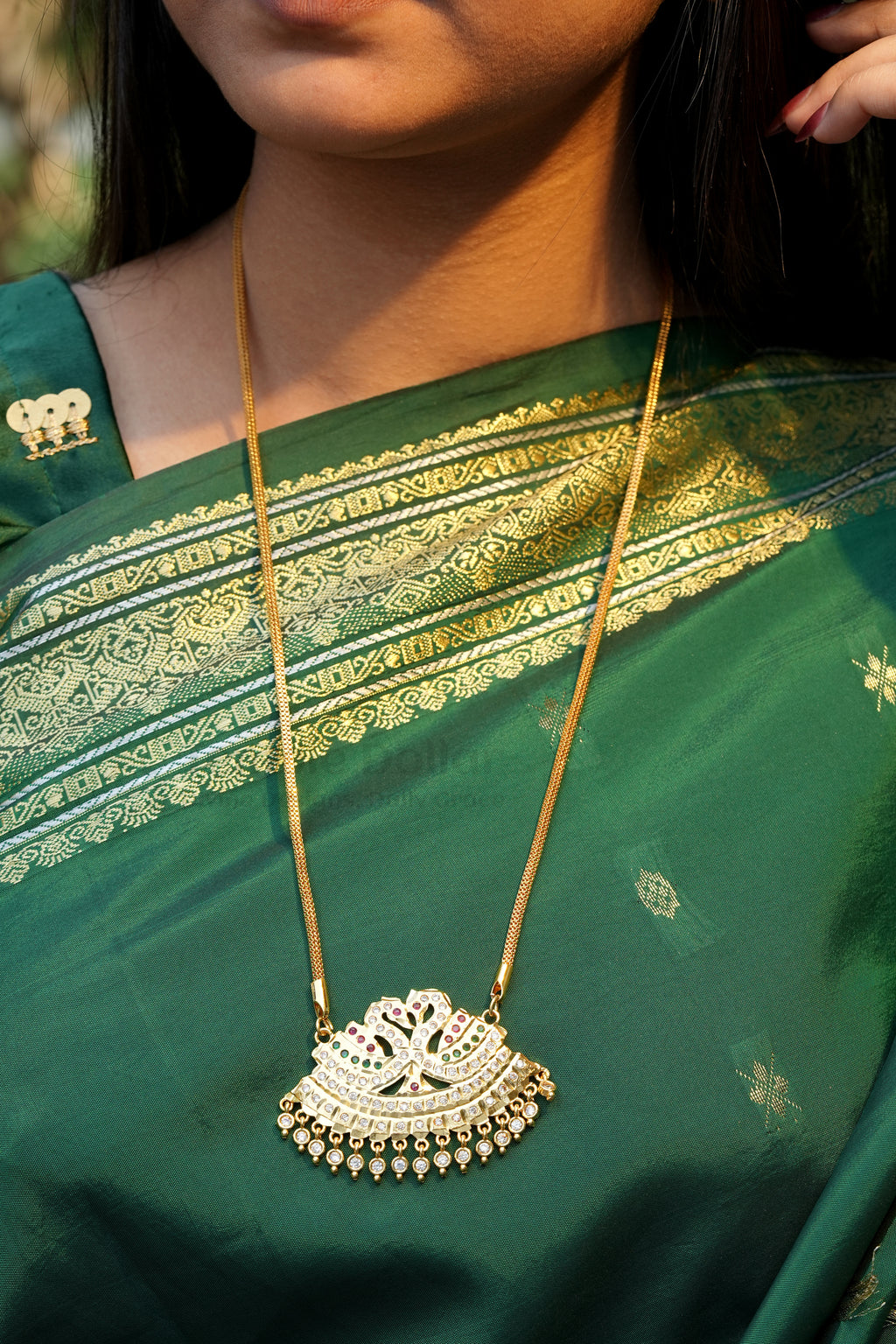 Twin Swan Annapakshi Pendant with Twisted Rope Chain