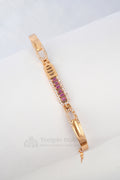 Rose Gold ID Style Bracelet with Ruby Baguettes