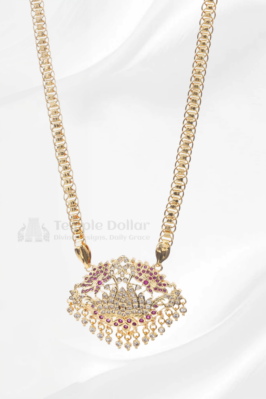 Lotus Flower Pendant with Fancy Box Chain