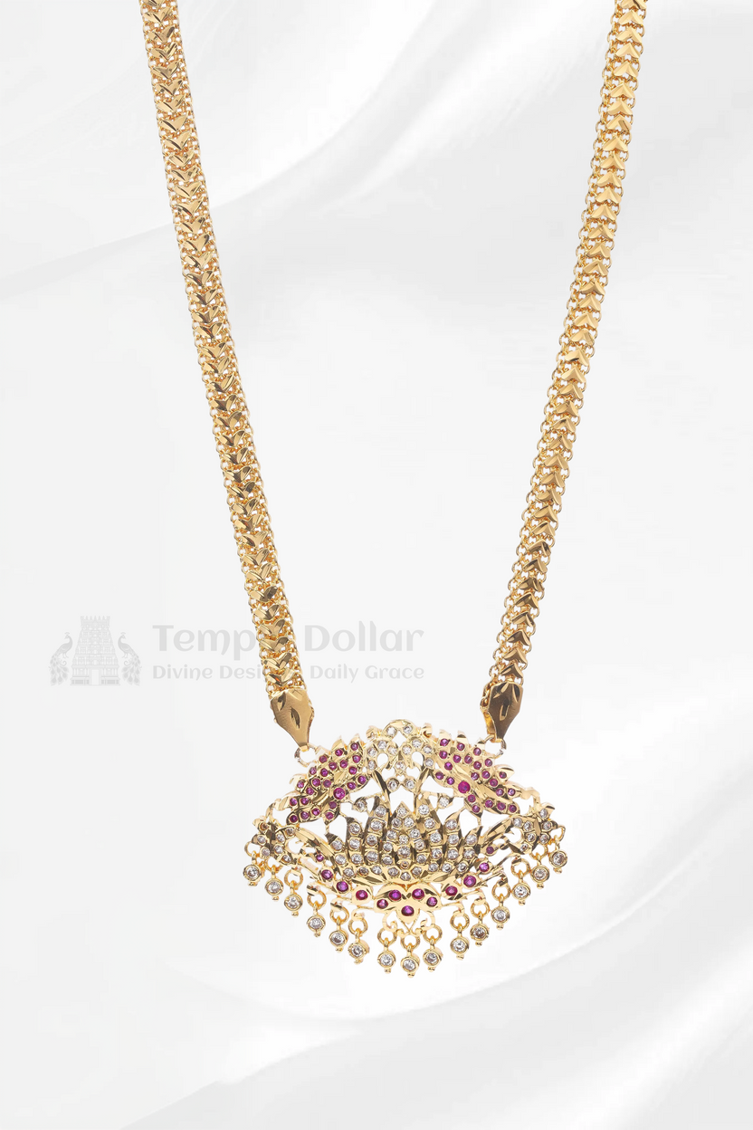 Lotus Flower Pendant with Twisted Rope Chain