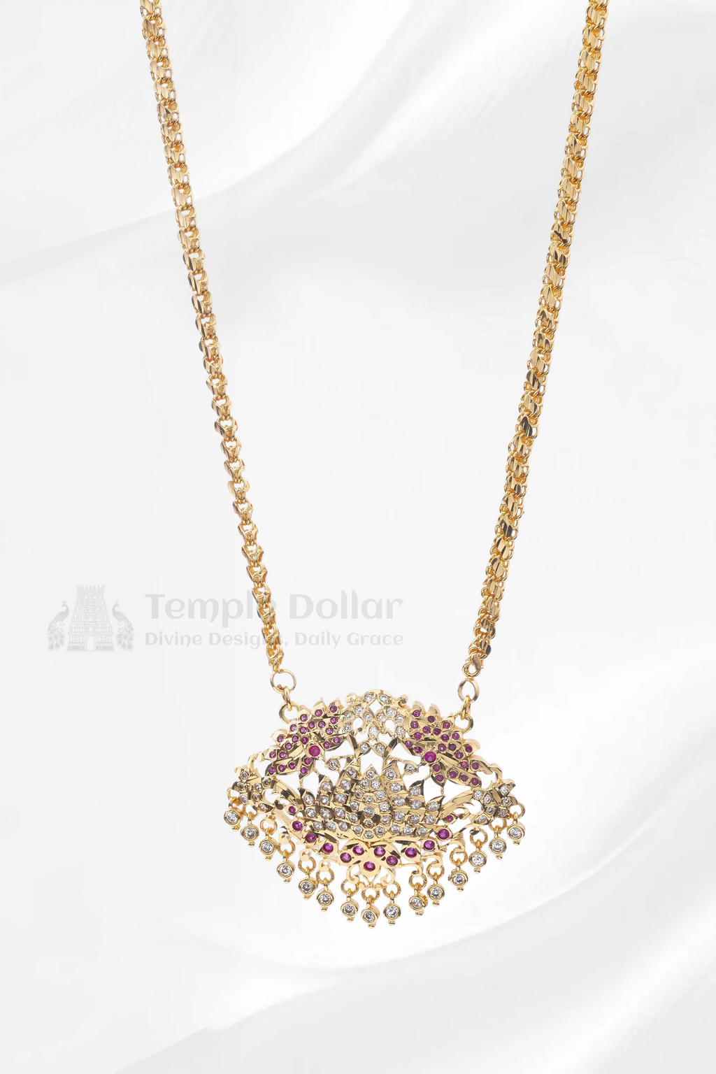 Lotus Flower Pendant with V-Link Chain