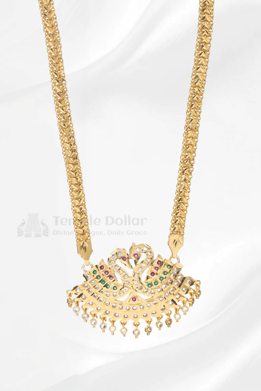 Twin Swan Annapakshi Pendant with Square Mesh Chain