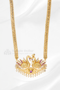 Twin Swan Textured Pendant with Mugappu Chain