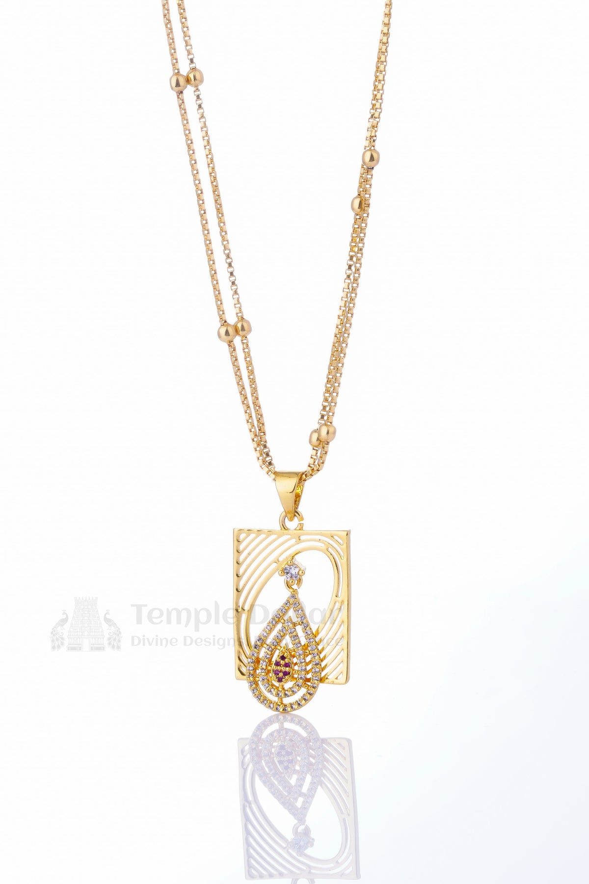 Pendant Chain for Women | AD Stone Luxury Gold Necklace