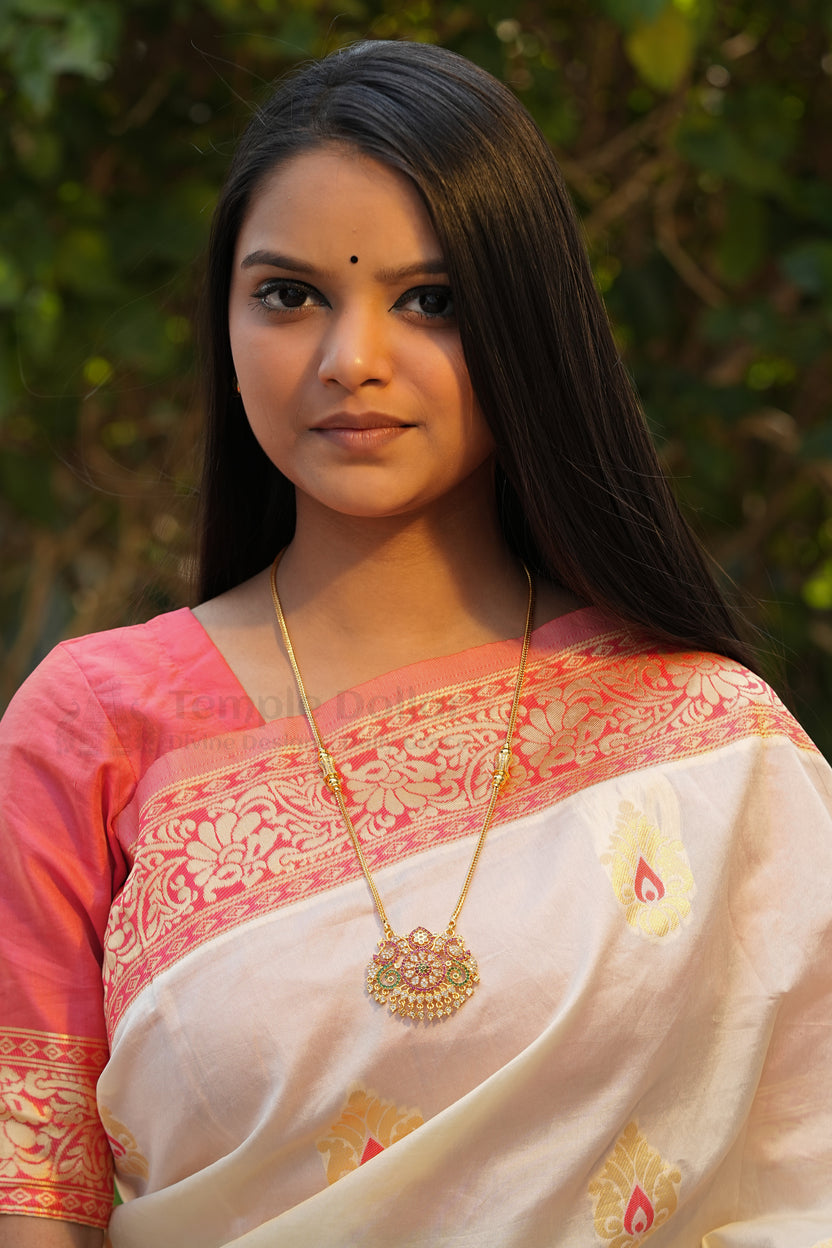 Multi-Color Floral Mandala Pendant with Twisted Rope Chain